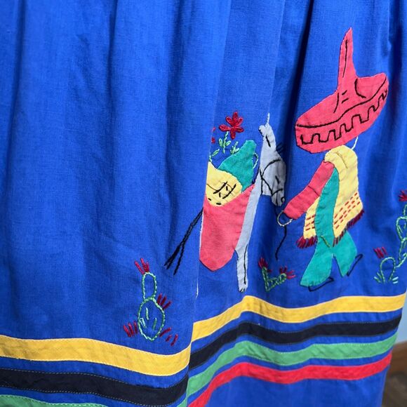 Vintage Mexican Hand Made Apron Appliqué Embroidered Hand Stitched - Picture 6 of 6